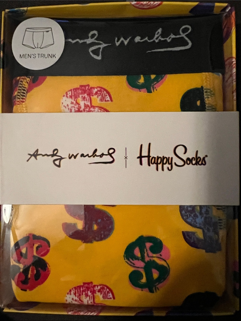 Happy Socks Yellow Trunk with Multicolor Dollar Sign Print